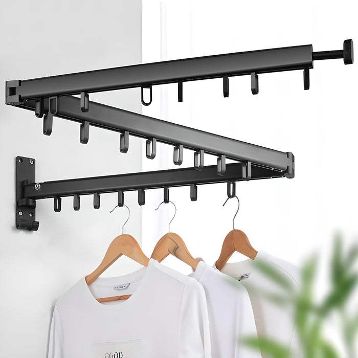 The Elevated Retractable Cloth Drying Rack, Folding Clothes Hanger, Wall Mount - Gear Elevation