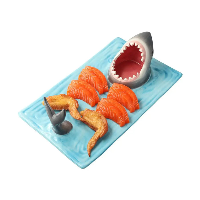 Ceramic Shark Sushi Plate – Shark-Shaped Rectangle Board for Desserts, Cheese, and Snacks