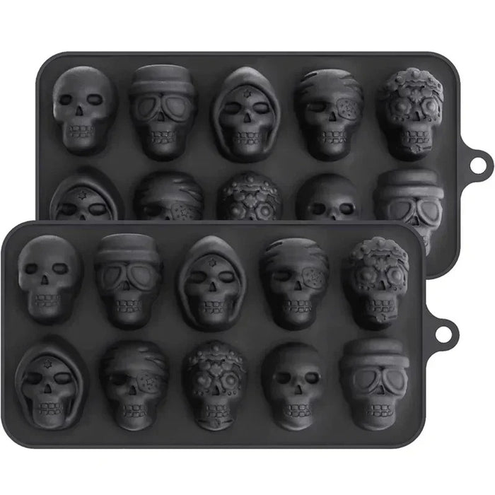 Skull Cocktail Ice Silicone Tray - 10 Grids Ice Cube Maker for Parties