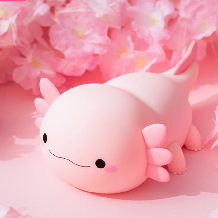 Cute Axolotl Night Lamp – Soft Silicone Touch Lamp, USB Rechargeable for Kids' Nursery