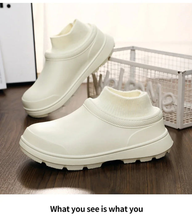 Winter Non-Slip Waterproof Shoes – Fur-Lined, Oil-Resistant Footwear for Chefs, Gardeners, & More!