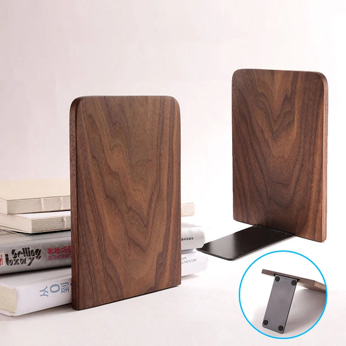 Natural Wood Bookends – Stylish Desktop Organizer for Home & Office