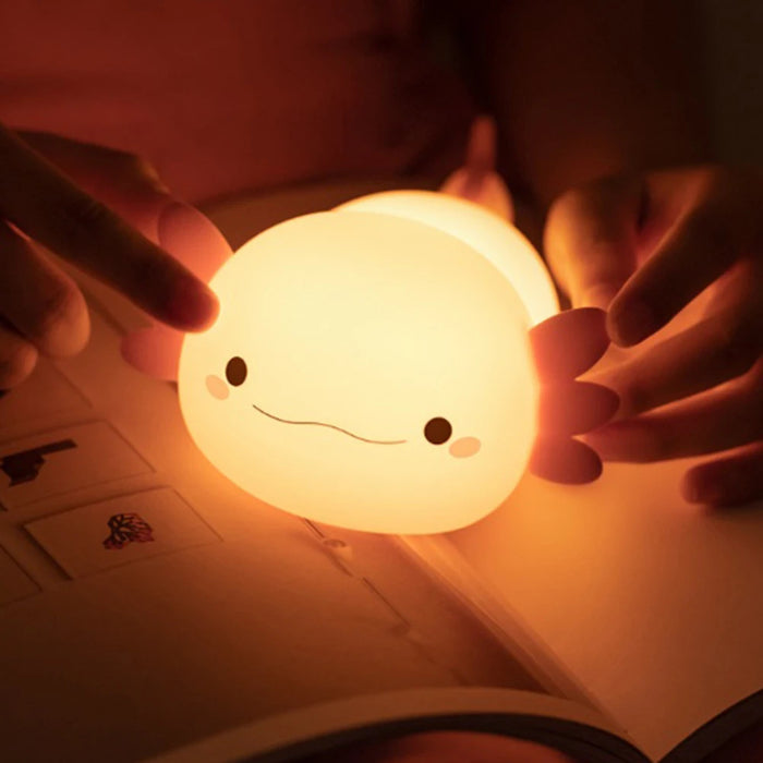 Cute Axolotl Night Lamp – Soft Silicone Touch Lamp, USB Rechargeable for Kids' Nursery