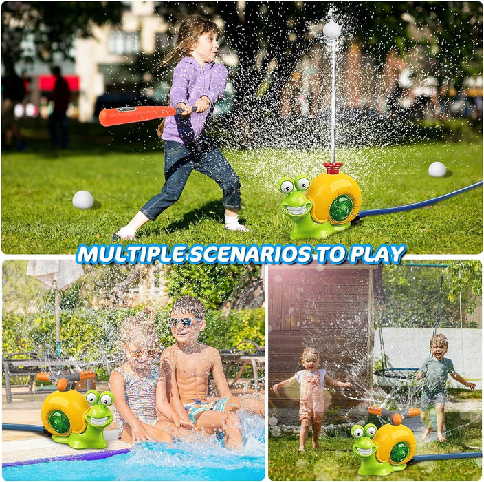 2 - in - 1 Water Sprinkler - Baseball Toy for Kids, 360° Rotating Spray - Gear Elevation