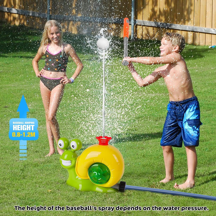 2 - in - 1 Water Sprinkler - Baseball Toy for Kids, 360° Rotating Spray - Gear Elevation