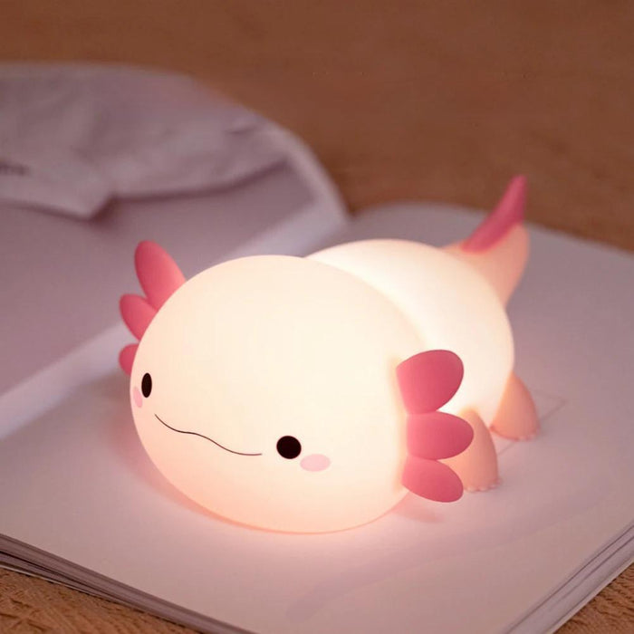 Cute Axolotl Night Lamp – Soft Silicone Touch Lamp, USB Rechargeable for Kids' Nursery