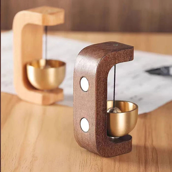 Wireless Wooden Doorbell with Brass Chimes- Minimalist Magnetic Design for Home