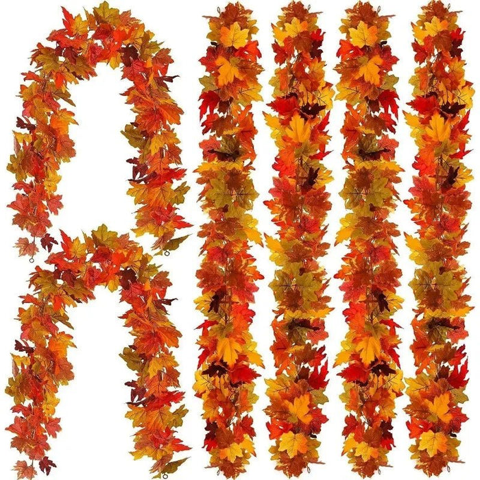 2M Artificial Autumn Maple Leaf Garland– Lush Autumn Vine for Thanksgiving & Halloween Decor - Gear Elevation