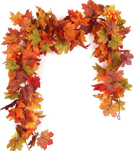 2M Artificial Autumn Maple Leaf Garland– Lush Autumn Vine for Thanksgiving & Halloween Decor - Gear Elevation