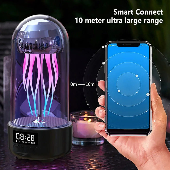 3 - in - 1 Jellyfish Lamp with Clock - Luminous Portable Stereo, Smart Decoration Bluetooth Speaker - Gear Elevation