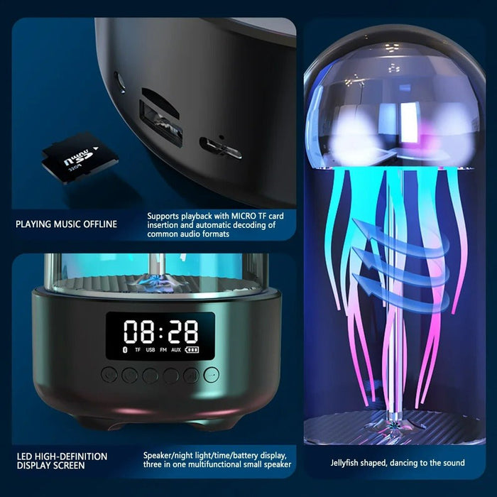 3 - in - 1 Jellyfish Lamp with Clock - Luminous Portable Stereo, Smart Decoration Bluetooth Speaker - Gear Elevation