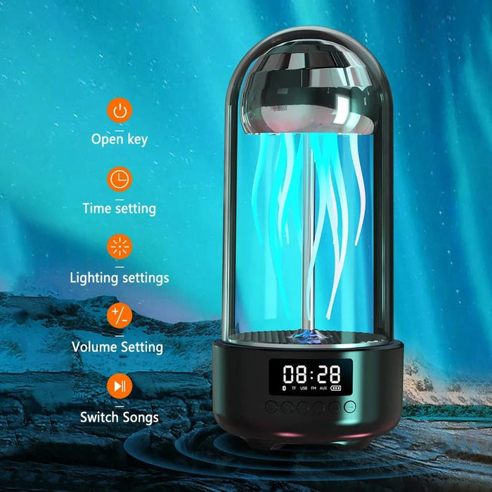 3 - in - 1 Jellyfish Lamp with Clock - Luminous Portable Stereo, Smart Decoration Bluetooth Speaker - Gear Elevation