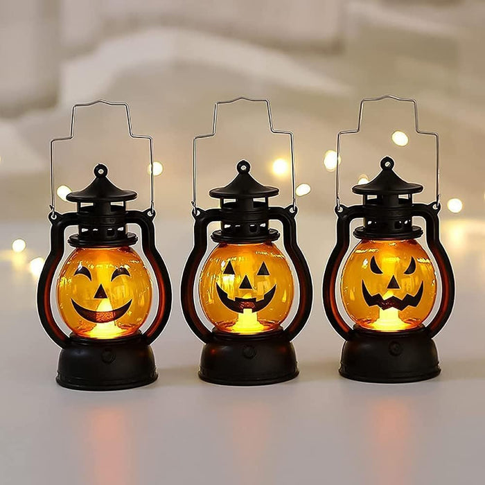 3 - Packs Halloween LED Lantern Lights Decoration - Pumpkin Skull LED Pony Lantern Halloween Decoration - Gear Elevation