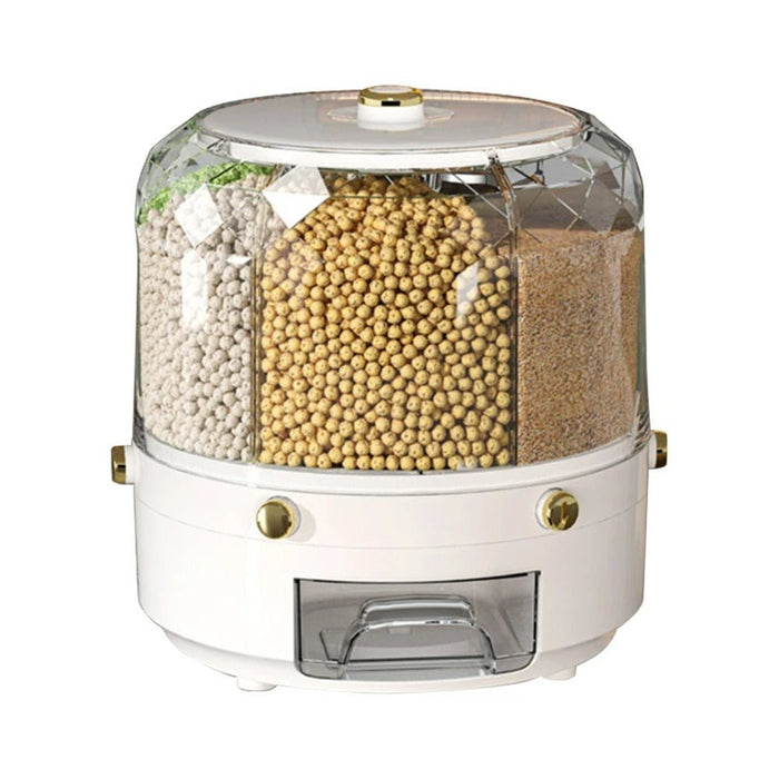 360° Rotating Grain Dispenser - Multi - Compartment Storage - Gear Elevation