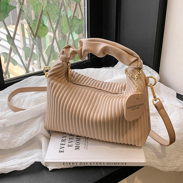 PU Leather Pleated Cloud Crossbody Bag – Small Tote Purse for Chic & Casual Everyday Style