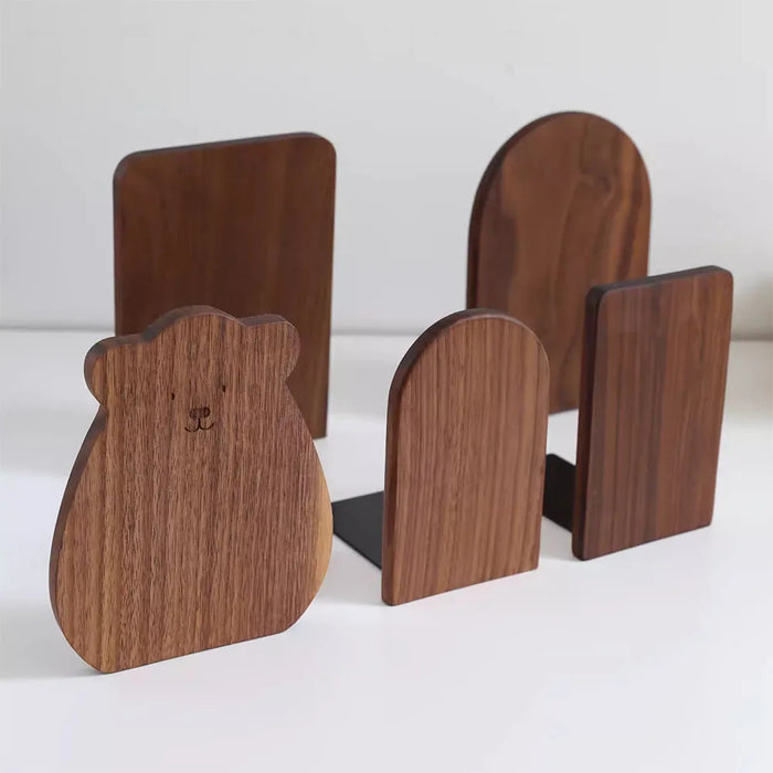 Natural Wood Bookends – Stylish Desktop Organizer for Home & Office