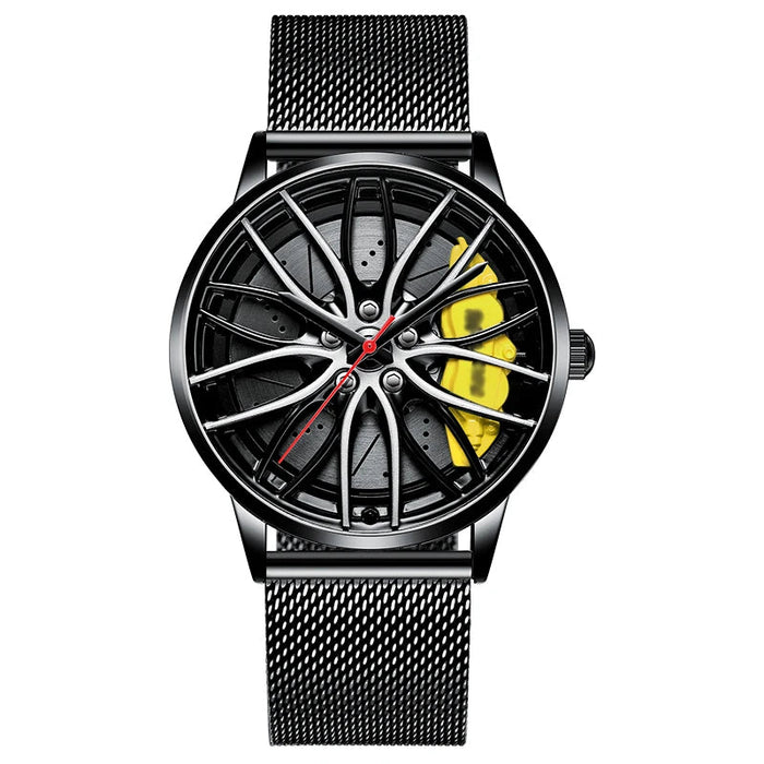 3D Car Wheel Watch for Men – Bold Waterproof Rim Hub Design for Auto Enthusiasts! - Gear Elevation