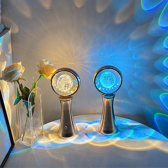 3D Crystal Globe Night Light - Rechargeable Decorative Light Atmosphere Light for Bedroom - Gear Elevation