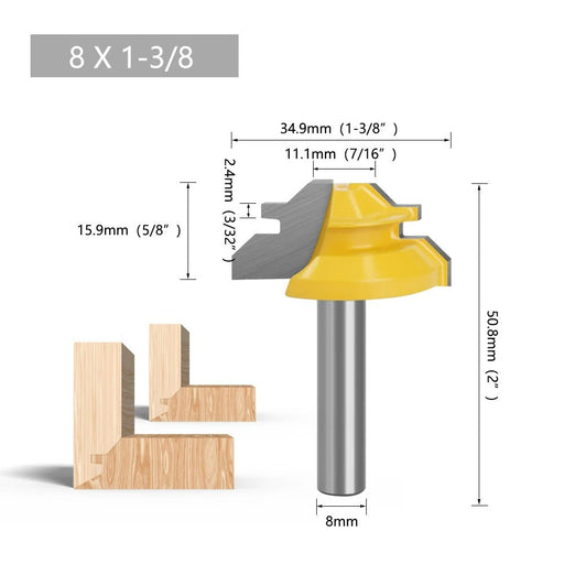 45°Lock Miter Router Bit - Carbide Alloy Milling Cutter - Gear Elevation