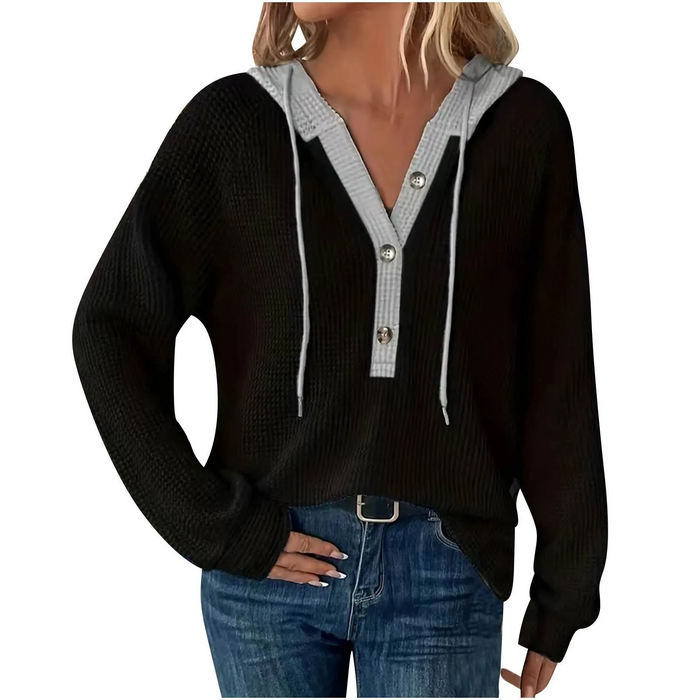 Casual Oversized Hooded Sweatshirt – Button Loose Round Neck Harajuku Streetwear for Sporty Comfort for Women