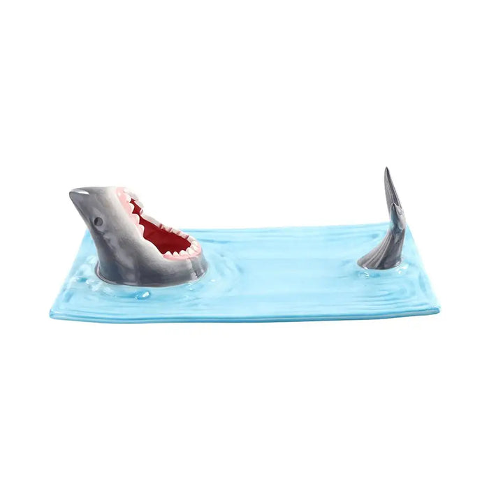 Ceramic Shark Sushi Plate – Shark-Shaped Rectangle Board for Desserts, Cheese, and Snacks