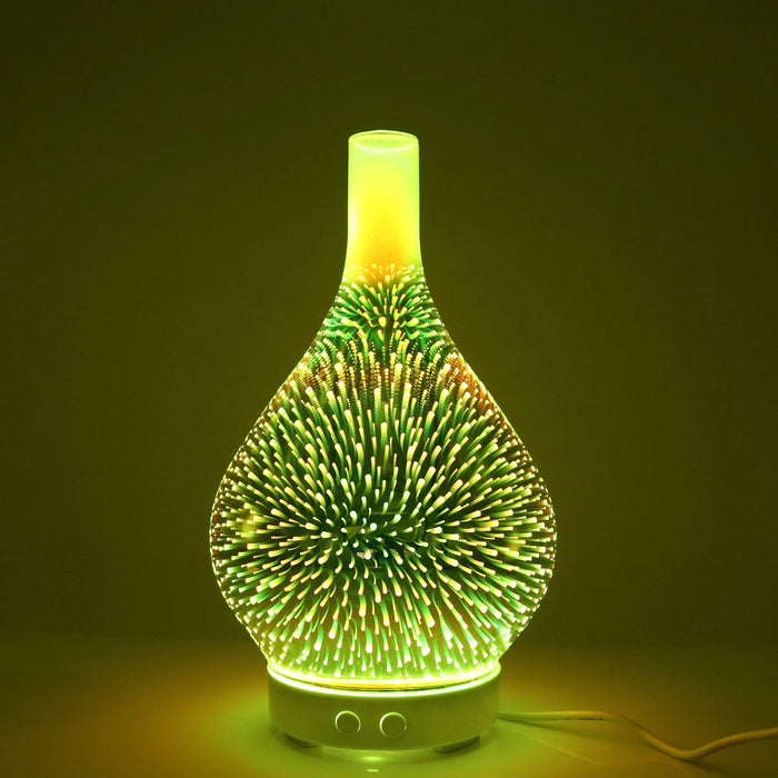 Firework Glass Aroma Diffuser – 3D Ultrasonic Humidifier with 7 LED Lights & Essential Oil Nebulizer