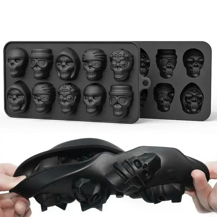 Skull Cocktail Ice Silicone Tray - 10 Grids Ice Cube Maker for Parties