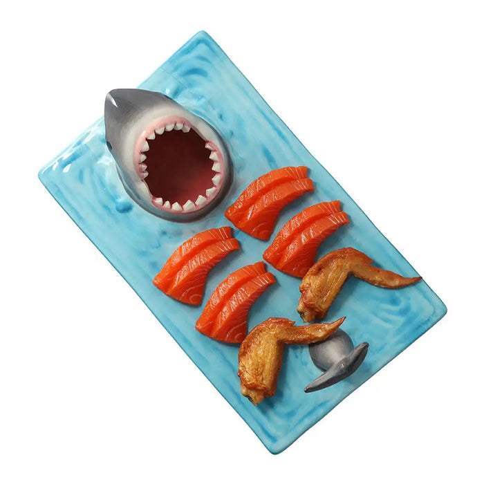 Ceramic Shark Sushi Plate – Shark-Shaped Rectangle Board for Desserts, Cheese, and Snacks