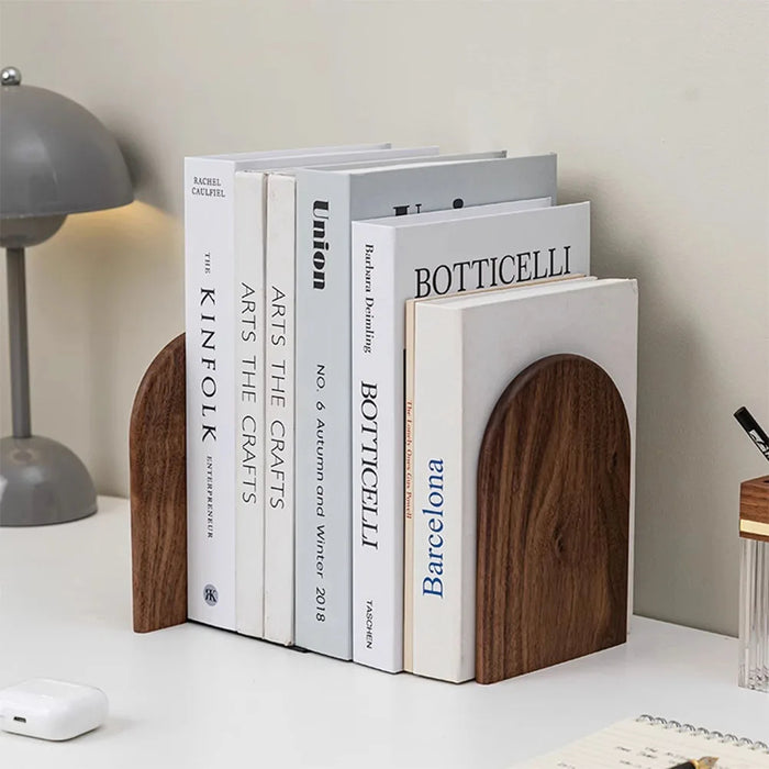 Natural Wood Bookends – Stylish Desktop Organizer for Home & Office