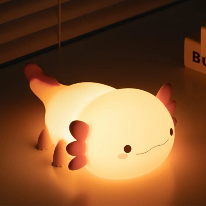 Cute Axolotl Night Lamp – Soft Silicone Touch Lamp, USB Rechargeable for Kids' Nursery