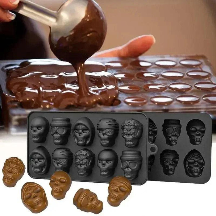 Skull Cocktail Ice Silicone Tray - 10 Grids Ice Cube Maker for Parties