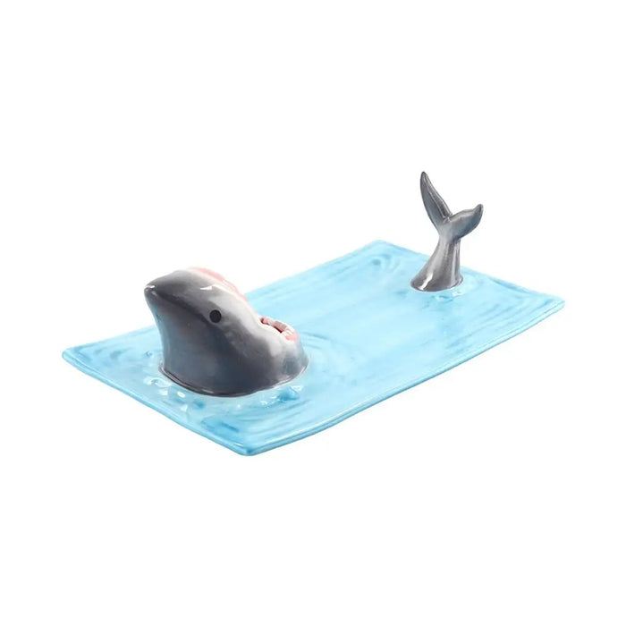 Ceramic Shark Sushi Plate – Shark-Shaped Rectangle Board for Desserts, Cheese, and Snacks