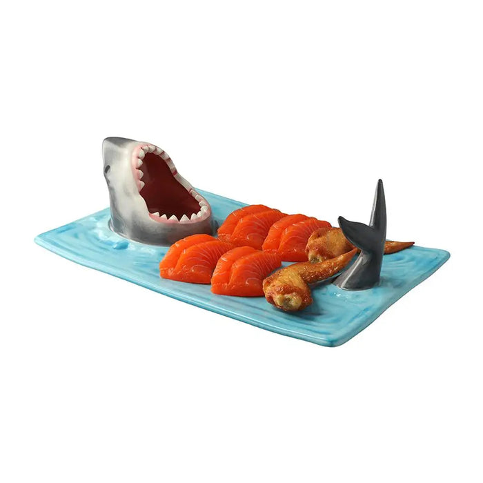 Ceramic Shark Sushi Plate – Shark-Shaped Rectangle Board for Desserts, Cheese, and Snacks