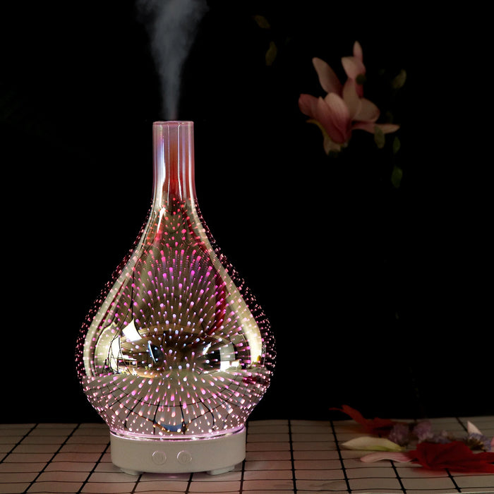 Firework Glass Aroma Diffuser – 3D Ultrasonic Humidifier with 7 LED Lights & Essential Oil Nebulizer
