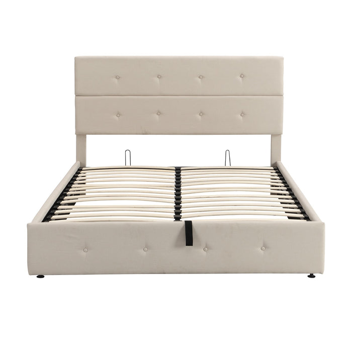 Queen Size Upholstered Platform Bed with Underneath Storage