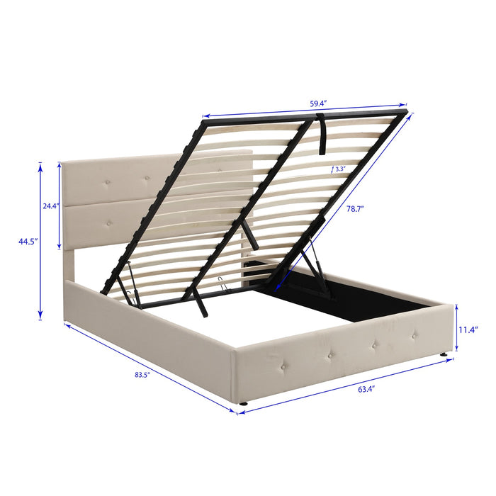 Queen Size Upholstered Platform Bed with Underneath Storage