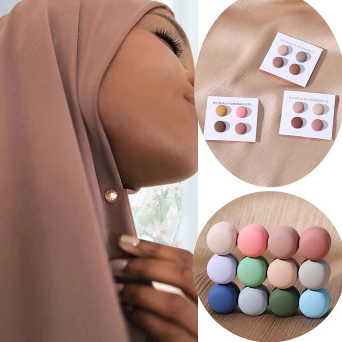 Macaron Magnetic Hijab Clips – Luxe No-Hole Pins with Strong Metal Plating for Secure and Stylish Muslim Scarf Fastening