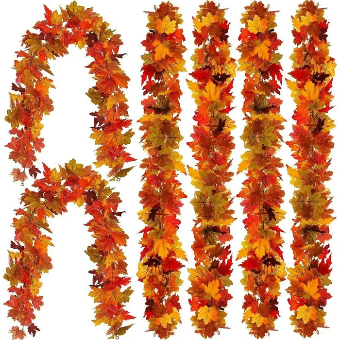 2M Artificial Autumn Maple Leaf Garland– Lush Autumn Vine for Thanksgiving & Halloween Decor