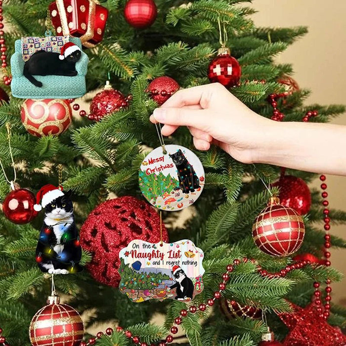 Acrylic Black Cat Christmas Ornaments – Adorable Tree Pendants for Weddings, Parties, and Festive Home Décor - Gear Elevation