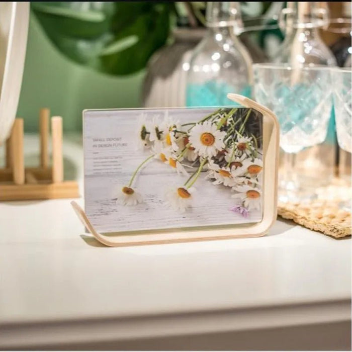 Acrylic Desk Wooden Photo Frame with 3D Dried Flower Plant Specimen - Perfect for Office Decor and Stylish Organization - Gear Elevation