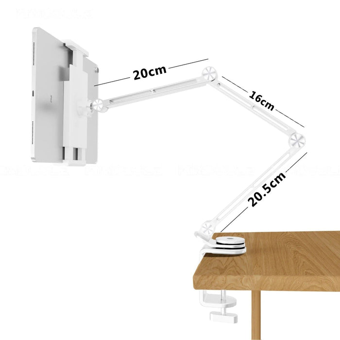 Adjustable Rotating Tablet Holder Stand - Portable Monitor Holder, Pad and Phone Clip Mount - Gear Elevation