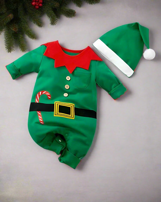 Adorable Christmas Elf Jumpsuit for Newborn – Soft & Cozy Long Sleeve Outfit for Boys and Girls (0 - 18 Months) Perfect for Christmas Celebrations - Gear Elevation