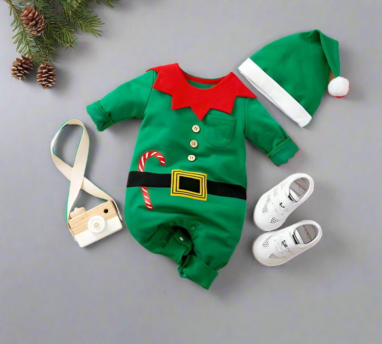 Adorable Christmas Elf Jumpsuit for Newborn – Soft & Cozy Long Sleeve Outfit for Boys and Girls (0 - 18 Months) Perfect for Christmas Celebrations - Gear Elevation