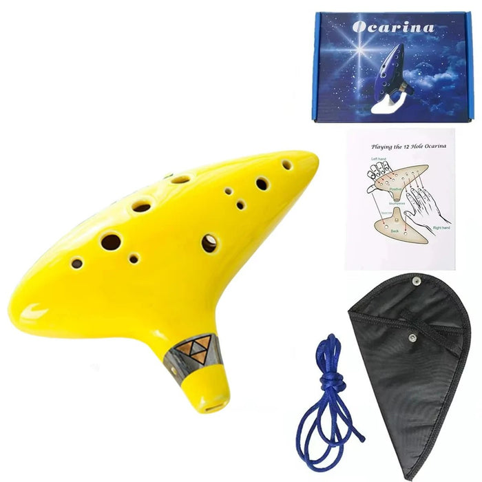 Alto C Ceramic Ocarina – 12 - Tone Beginner & Professional Musical Instrument - Gear Elevation