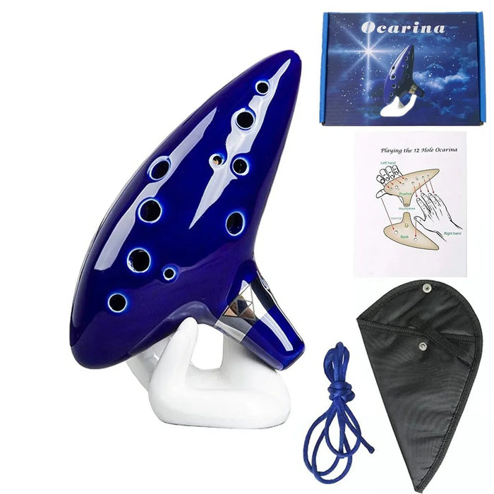 Alto C Ceramic Ocarina – 12 - Tone Beginner & Professional Musical Instrument - Gear Elevation