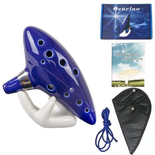 Alto C Ceramic Ocarina – 12 - Tone Beginner & Professional Musical Instrument - Gear Elevation