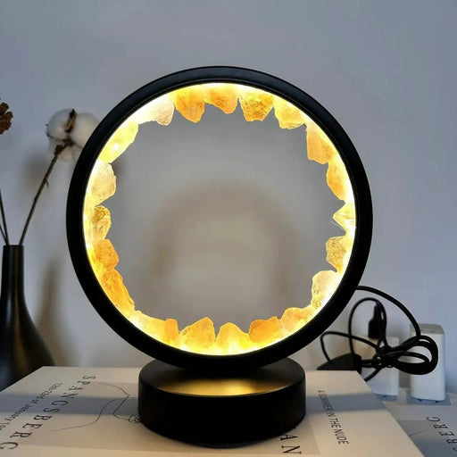 Amethyst Cluster Night Lamp - Natural Bedroom Desk Circle Decorative Light - Gear Elevation