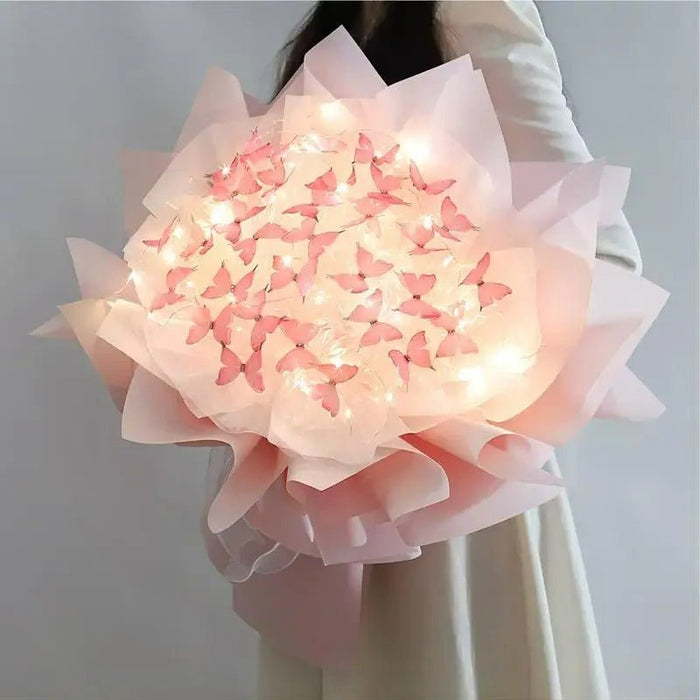 Artificial Butterfly Bouquet Material Kit - DIY Handmade Butterfly Flower Bouquets with LED Light - Gear Elevation