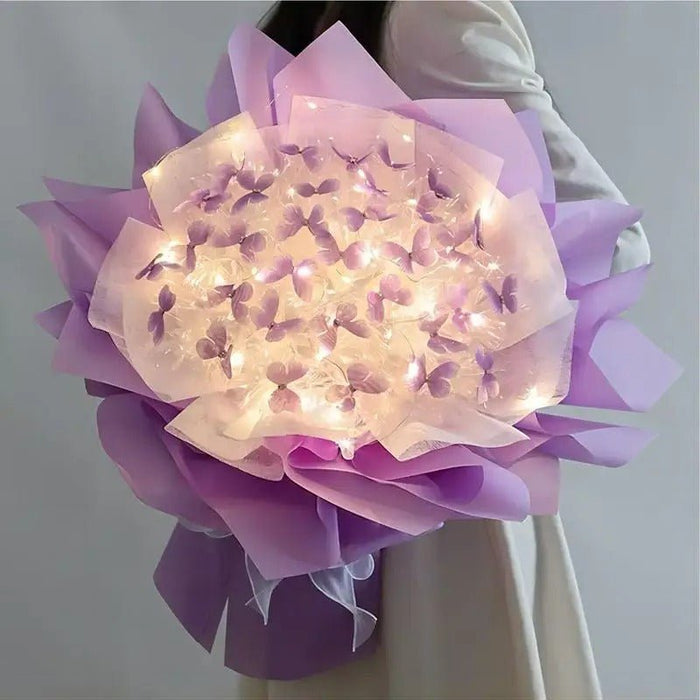 Artificial Butterfly Bouquet Material Kit - DIY Handmade Butterfly Flower Bouquets with LED Light - Gear Elevation