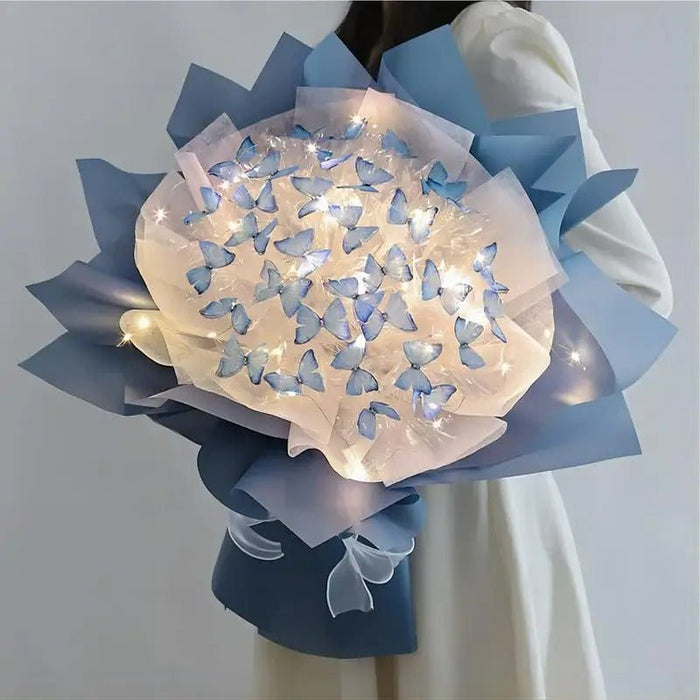 Artificial Butterfly Bouquet Material Kit - DIY Handmade Butterfly Flower Bouquets with LED Light - Gear Elevation